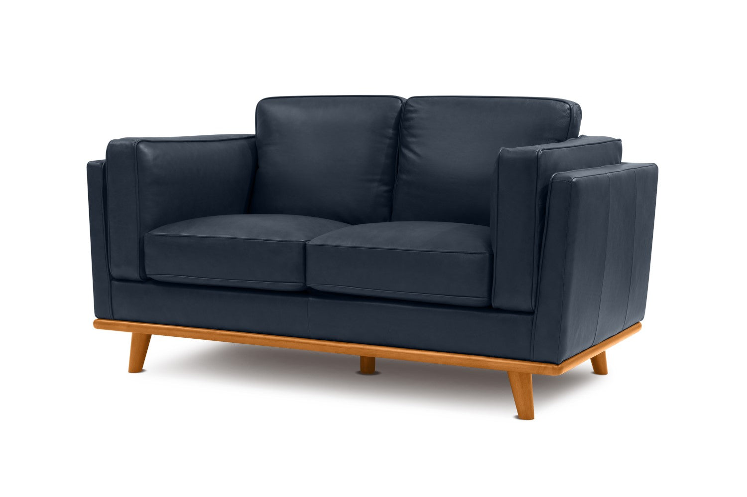 Valencia Artisan Top Grain Leather Loveseat Sofa Blue Color