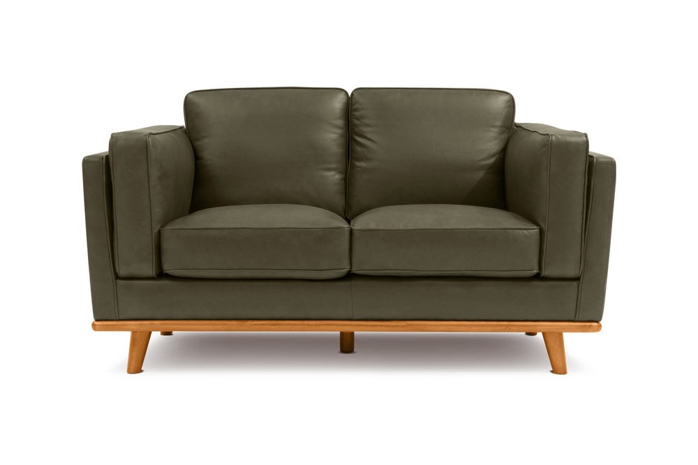Valencia Artisan Top Grain Leather Loveseat Sofa, Dark Green Color