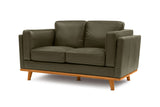 Valencia Artisan Top Grain Leather Loveseat Sofa, Dark Green Color