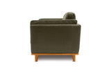 Valencia Artisan Top Grain Leather Loveseat Sofa, Dark Green Color