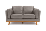 Valencia Artisan Top Grain Leather Loveseat Sofa, Light Grey Color
