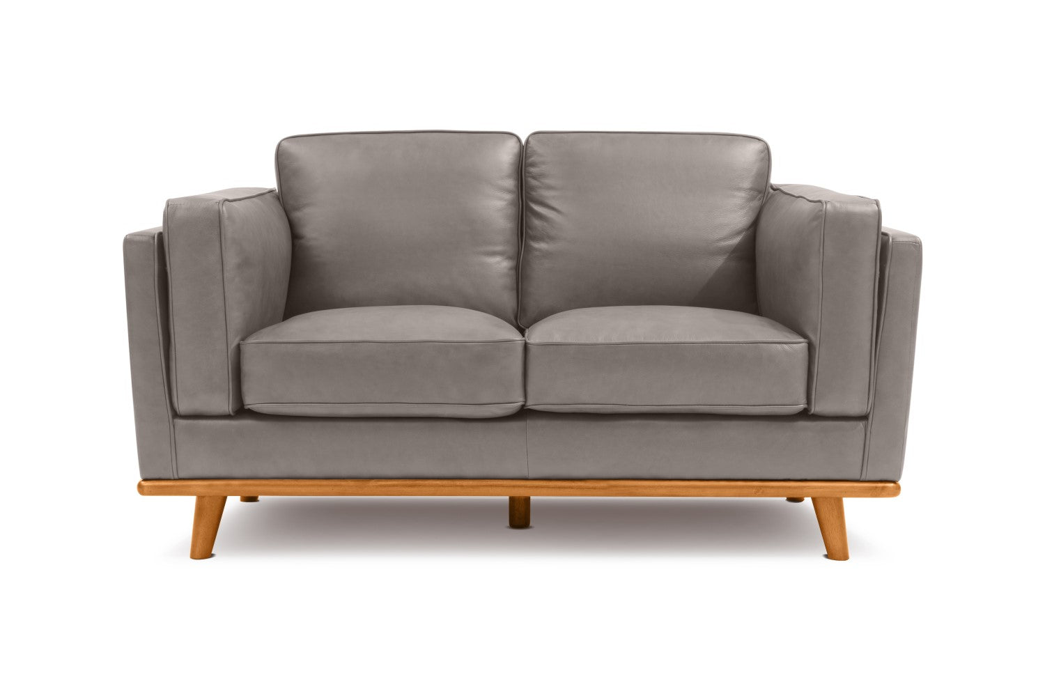Valencia Artisan Top Grain Leather Loveseat Sofa, Light Grey Color