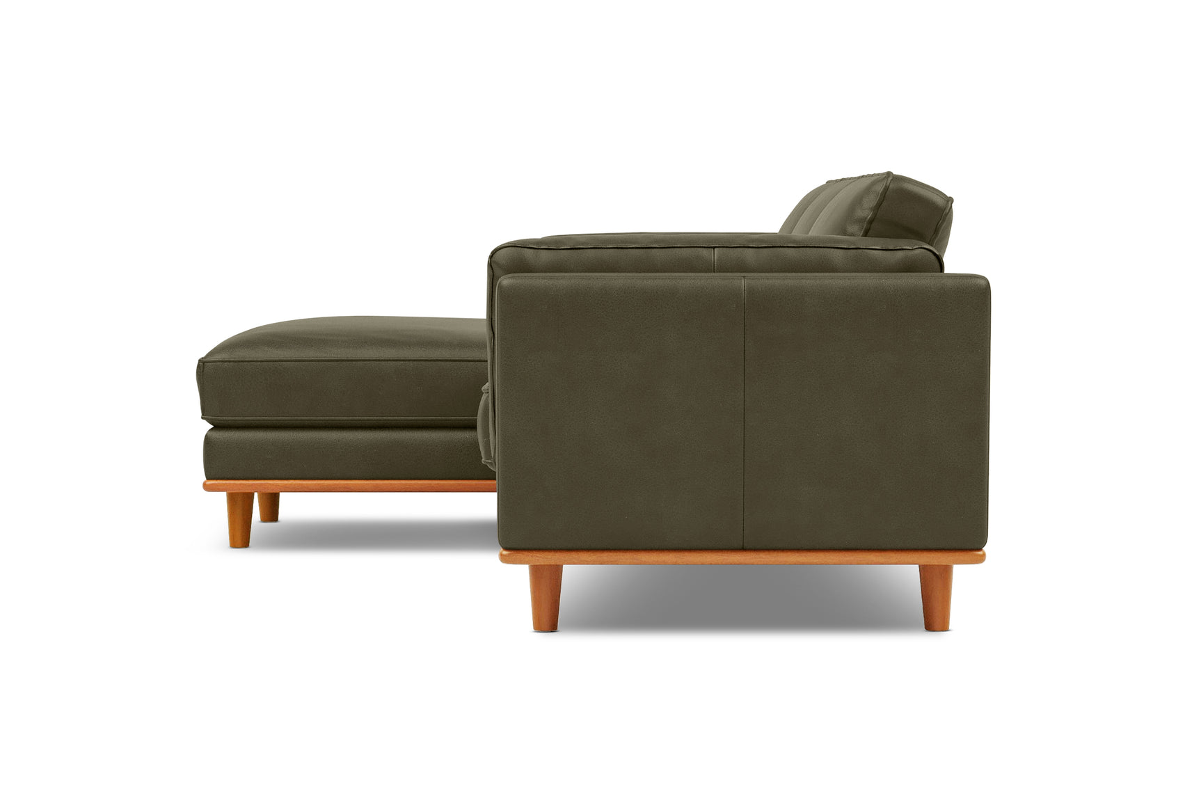 Valencia Artisan Top Grain Leather Three Seats with Left Chaise Leather Sofa, Dark Green Color
