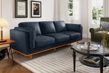 Valencia Artisan Wide Three Seats Leather Sofa, Blue Color