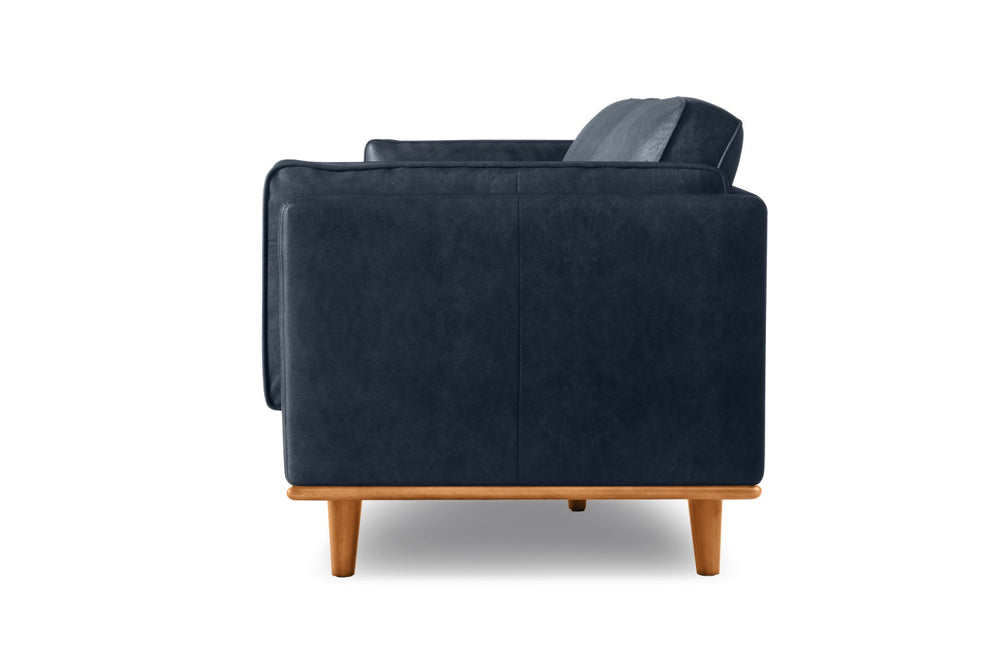 Valencia Artisan Wide Three Seats Leather Sofa, Blue Color