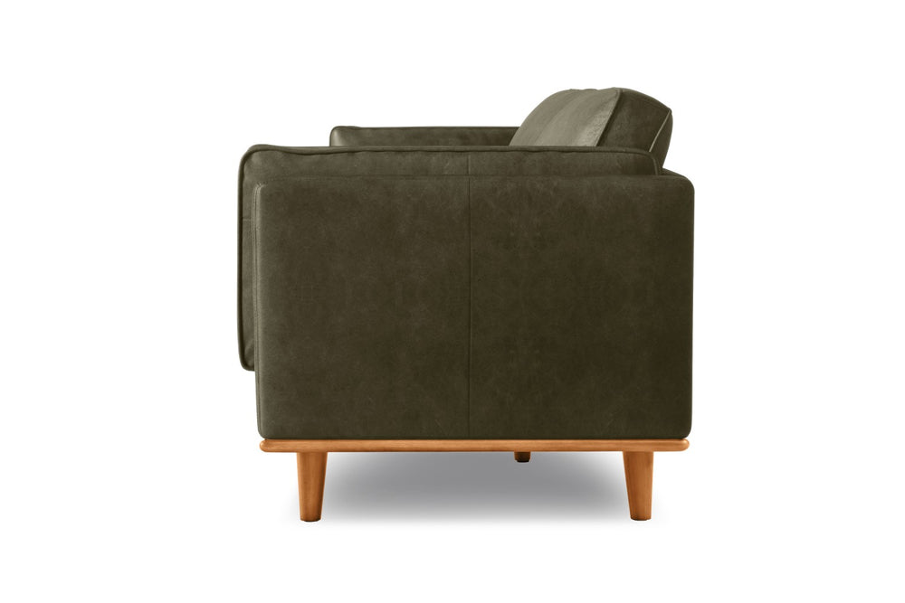 Valencia Artisan Wide Three Seats Leather Sofa, Dark Green Color