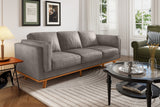 Valencia Artisan Wide Three Seats Leather Sofa, Light Grey