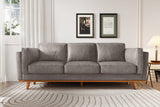 Valencia Artisan Wide Three Seats Leather Sofa, Light Grey