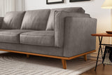 Valencia Artisan Wide Three Seats Leather Sofa, Light Grey
