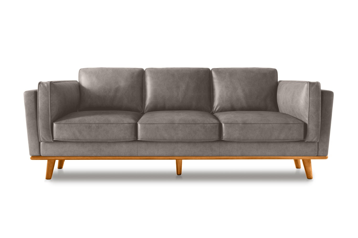 Valencia Artisan Wide Three Seats Leather Sofa, Light Grey