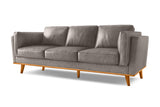 Valencia Artisan Wide Three Seats Leather Sofa, Light Grey