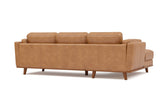 Valencia Artisan Top Grain Leather Three Seats with Left Chaise Leather Sofa, Tan Color