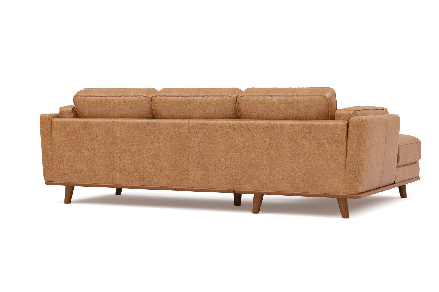 Valencia Artisan Top Grain Leather Three Seats with Left Chaise Leather Sofa, Tan Color