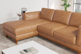 Valencia Artisan Top Grain Leather Three Seats with Left Chaise Leather Sofa, Tan Color