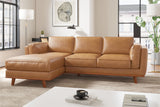 Valencia Artisan Top Grain Leather Three Seats with Left Chaise Leather Sofa, Tan Color