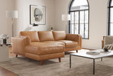 Valencia Artisan Top Grain Leather Three Seats with Left Chaise Leather Sofa, Tan Color