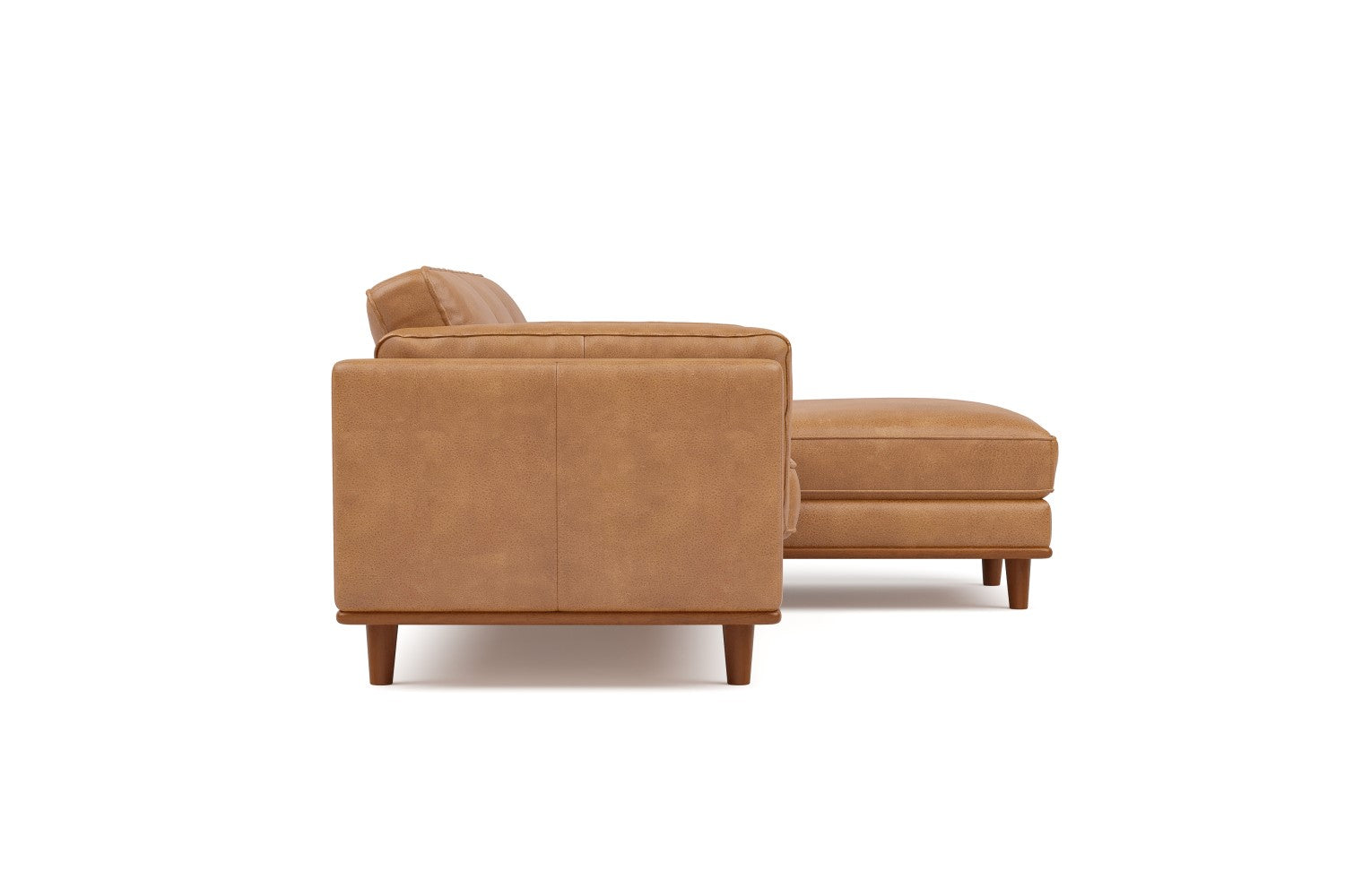 Valencia Artisan Top Grain Leather Three Seats with Right Chaise Leather Sofa, Tan Color