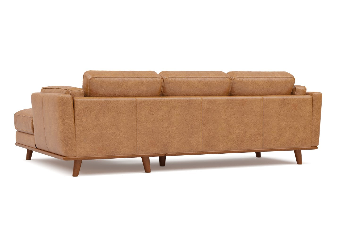 Valencia Artisan Top Grain Leather Three Seats with Right Chaise Leather Sofa, Tan Color