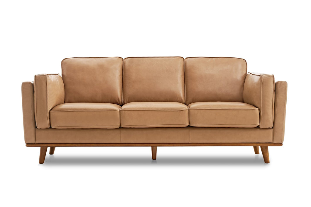 Valencia Artisan Wide Three Seats Leather Sofa, Tan Color