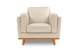 Valencia Artisan Leather Accent Chair, Beige Color