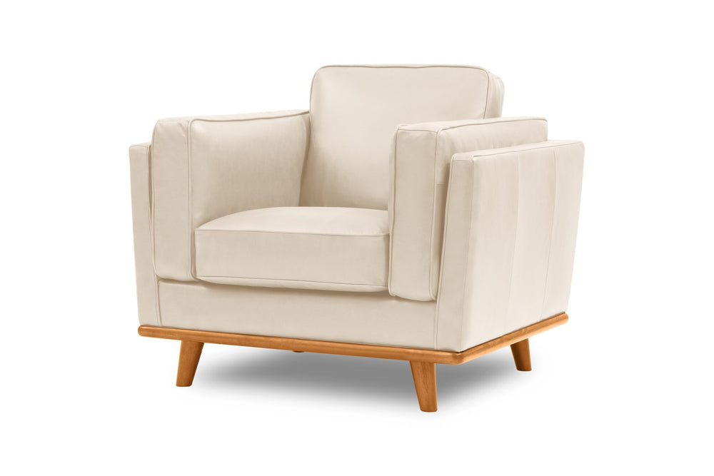 Valencia Artisan Leather Accent Chair, Beige Color