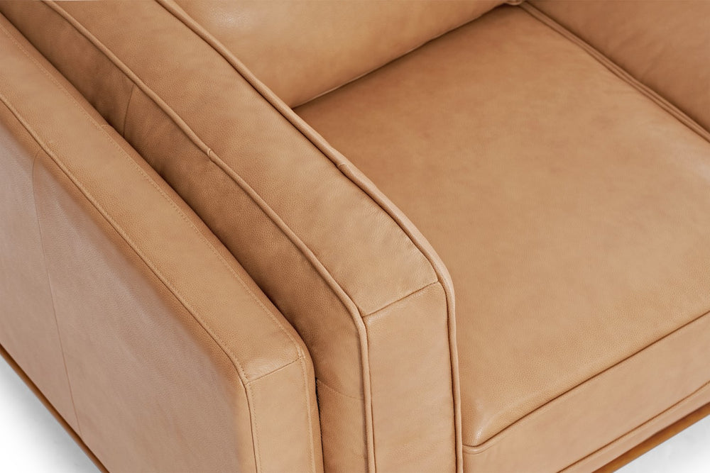 Valencia Artisan Wide Three Seats Leather Sofa, Tan Color