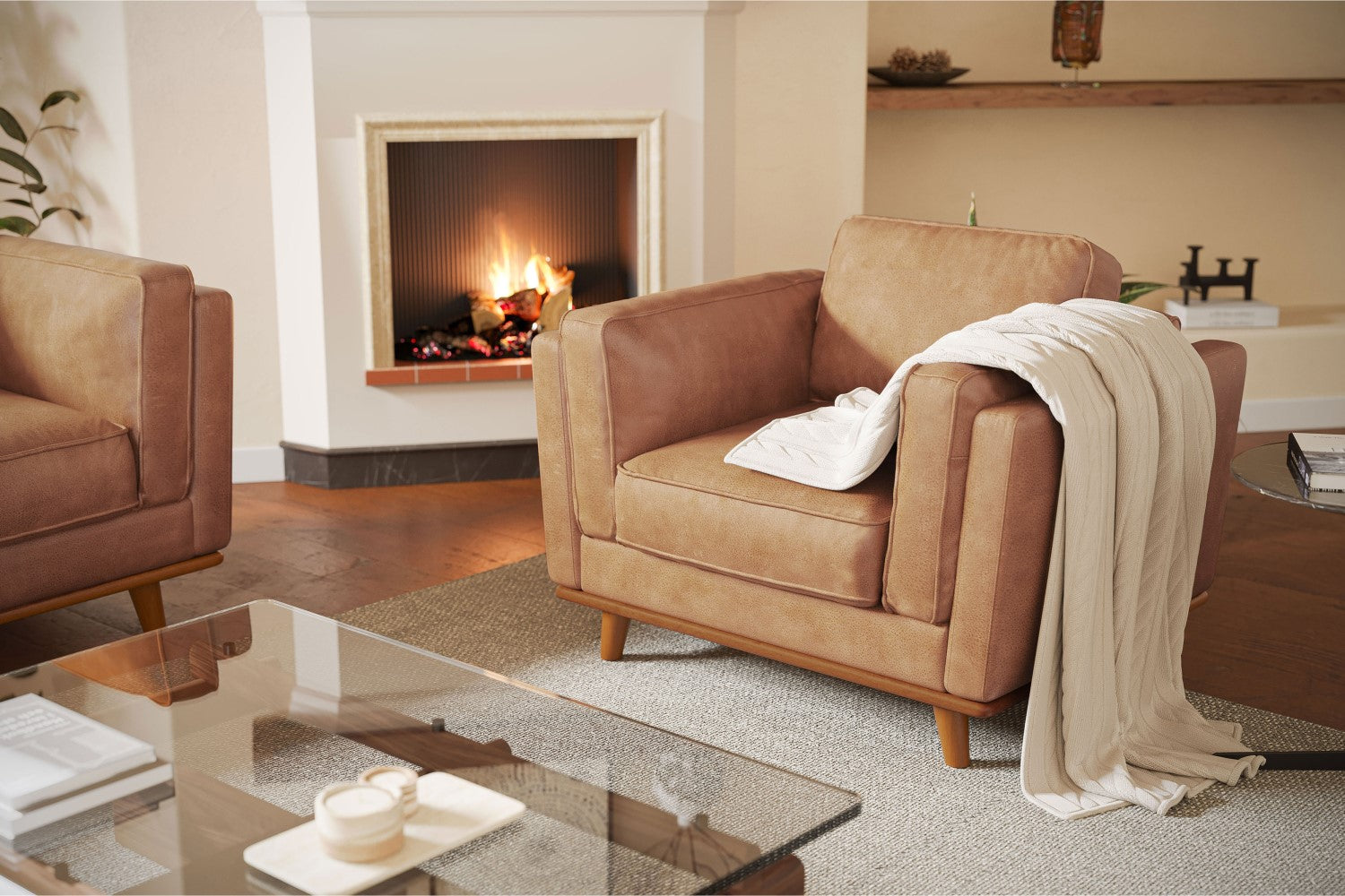 Valencia Artisan Leather Accent Chair, Tan Color