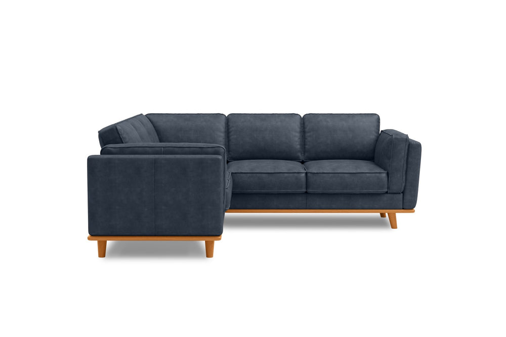 Valencia Artisan L-Shape Corner Leather Sectional Sofa, Blue