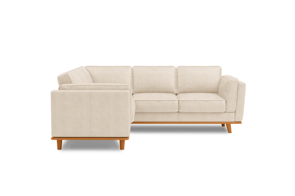 Valencia Artisan L-Shape Corner Leather Sectional Sofa, Beige