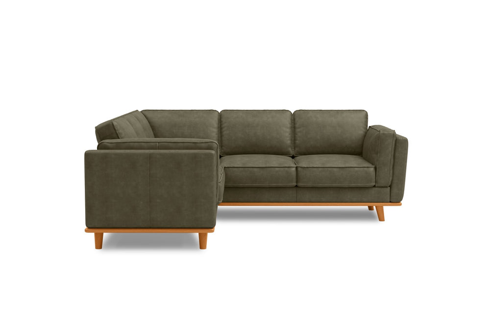 Valencia Artisan L-Shape Corner Leather Sectional Sofa, Dark Green