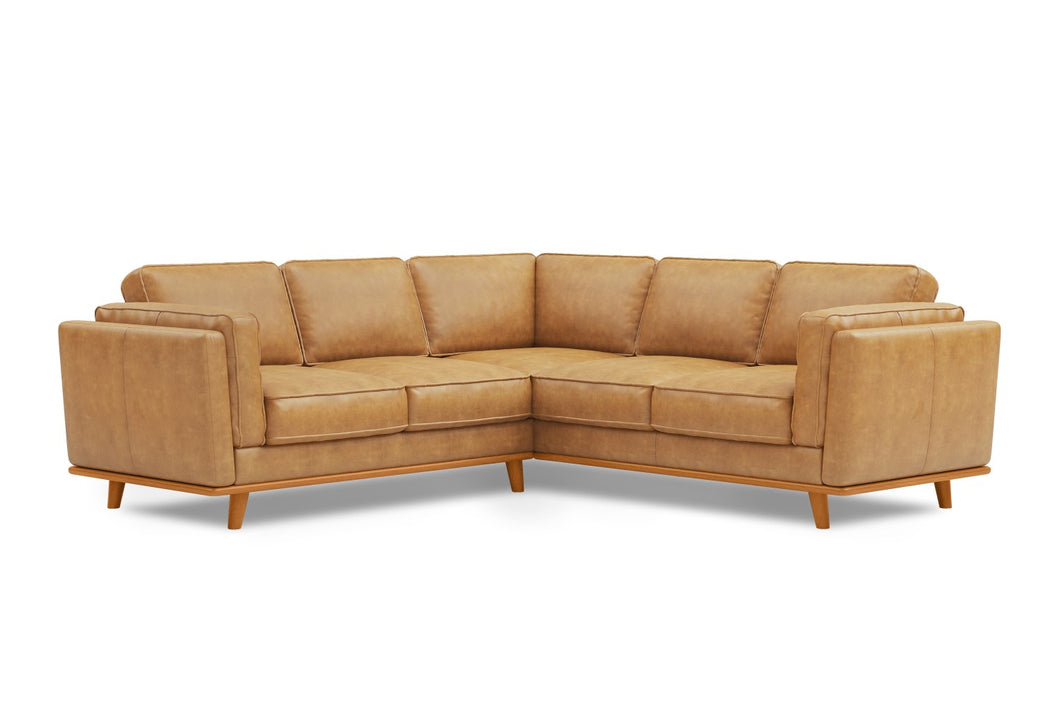 Valencia Artisan L-Shape Corner Leather Sectional Sofa, Tan