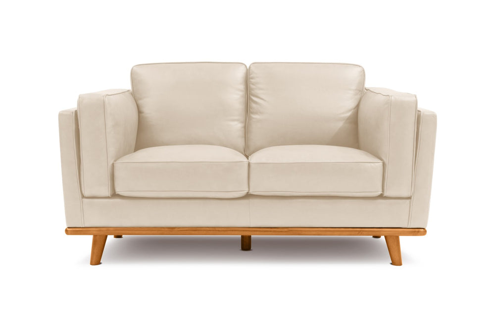 Valencia Artisan Top Grain Leather Loveseat Sofa, Beige Color