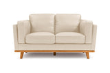 Valencia Artisan Top Grain Leather Loveseat Sofa, Beige Color