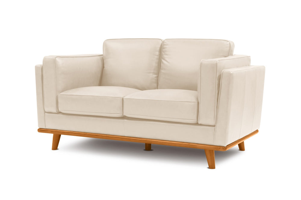 Valencia Artisan Top Grain Leather Loveseat Sofa, Beige Color