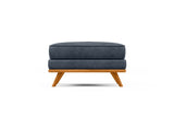 Valencia Artisan Top Grain Leather Ottoman, Blue Color
