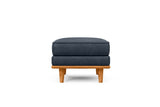 Valencia Artisan Top Grain Leather Ottoman, Blue Color