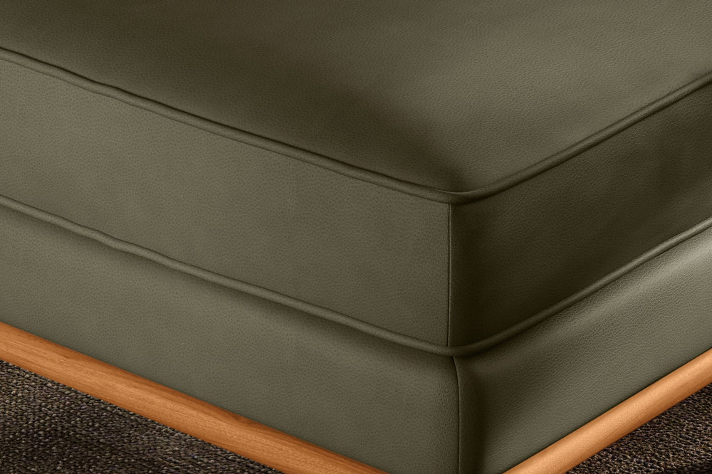 Valencia Artisan Top Grain Leather Ottoman, Dark Green Color