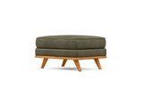 Valencia Artisan Top Grain Leather Ottoman, Dark Green Color