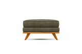Valencia Artisan Top Grain Leather Ottoman, Dark Green Color