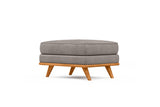 Valencia Artisan Top Grain Leather Ottoman, Light Grey Color