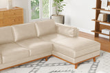 Valencia Artisan Top Grain Leather Three Seats with Right Chaise Leather Sofa, Beige Color