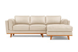 Valencia Artisan Top Grain Leather Three Seats with Right Chaise Leather Sofa, Beige Color