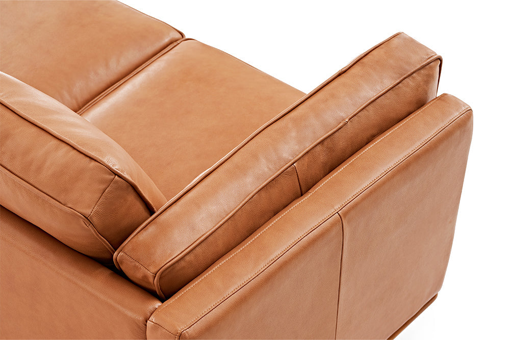 Valencia Artisan Top Grain Leather Loveseat Sofa, Cognac Color