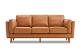 Valencia Artisan Wide Three Seats Leather Sofa, Cognac Color