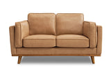 Valencia Artisan Top Grain Leather Loveseat Sofa, Tan Color