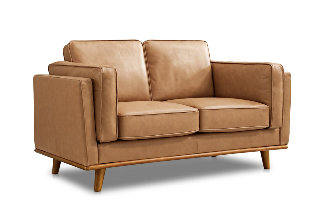 Valencia Artisan Top Grain Leather Loveseat Sofa, Tan Color