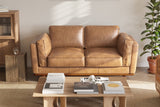 Valencia Artisan Top Grain Leather Loveseat Sofa, Tan Color
