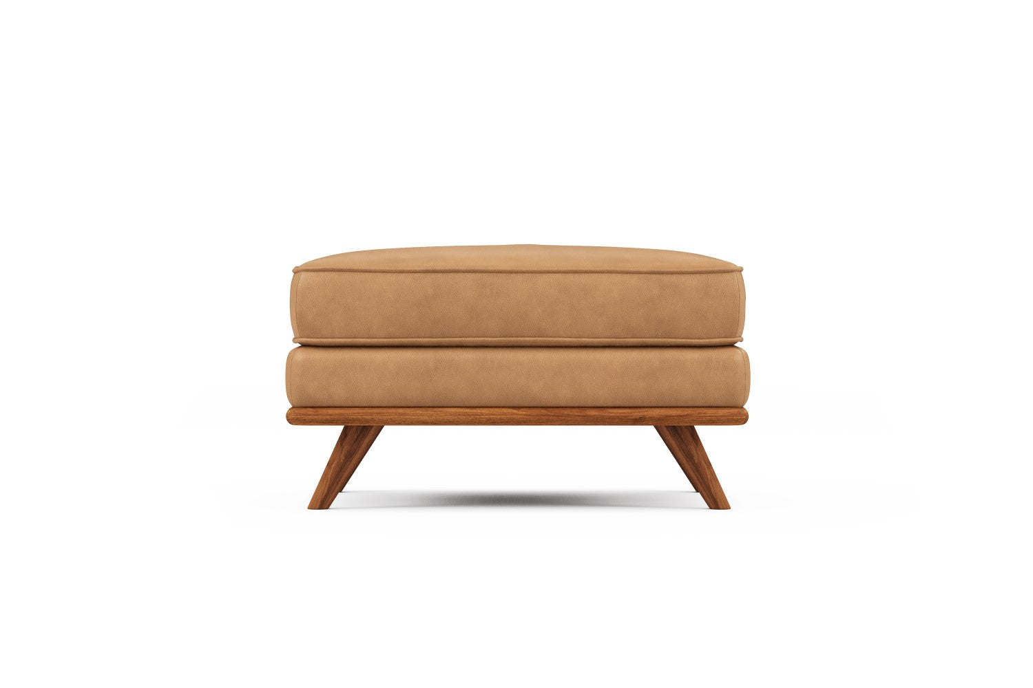 Valencia Artisan Top Grain Leather Ottoman, Tan Color