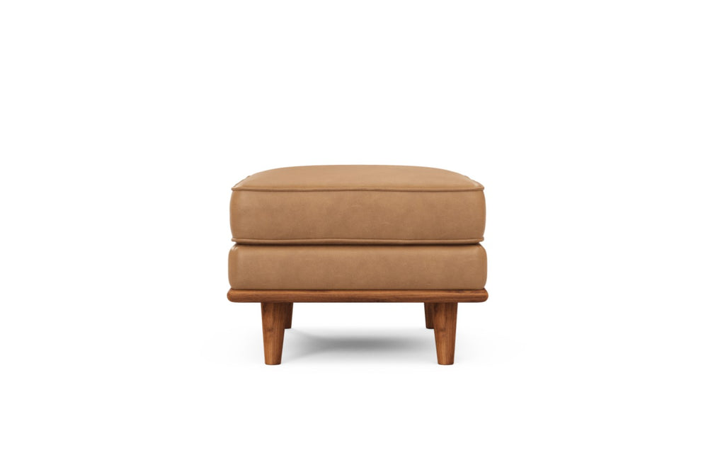 Valencia Artisan Top Grain Leather Ottoman, Tan Color