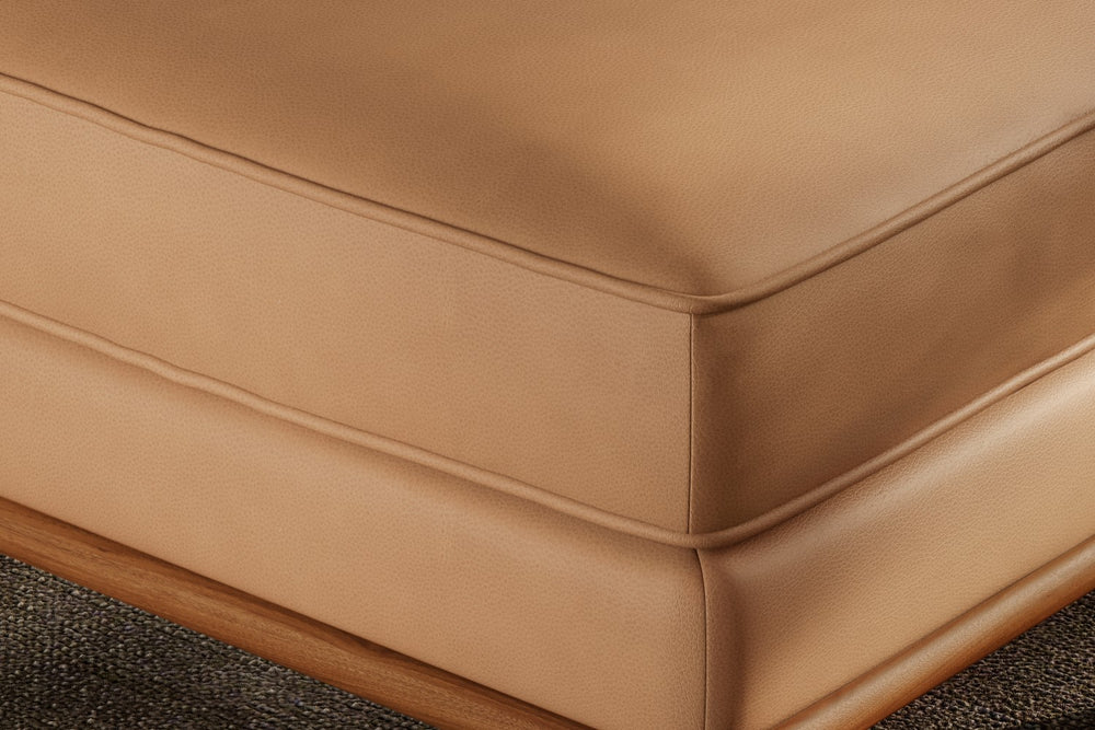 Valencia Artisan Top Grain Leather Ottoman, Tan Color